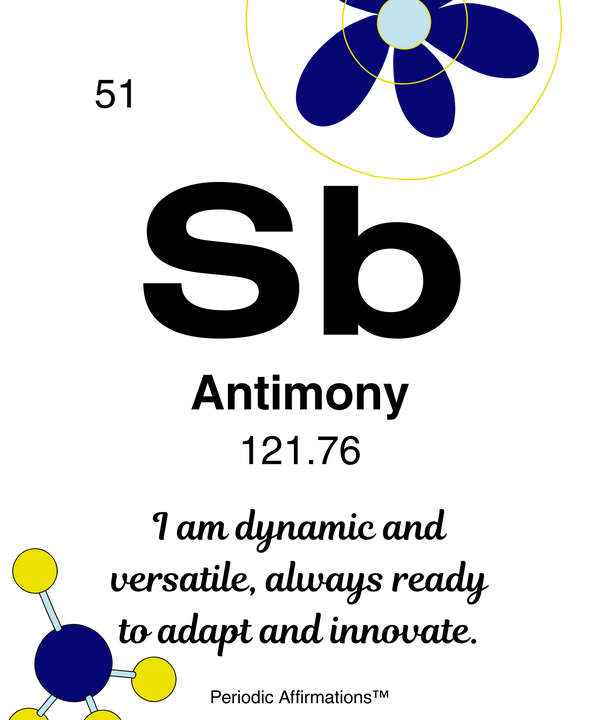 51. Antimony (Sb) – "I am dynamic and versatile always ready to adapt and innovate."