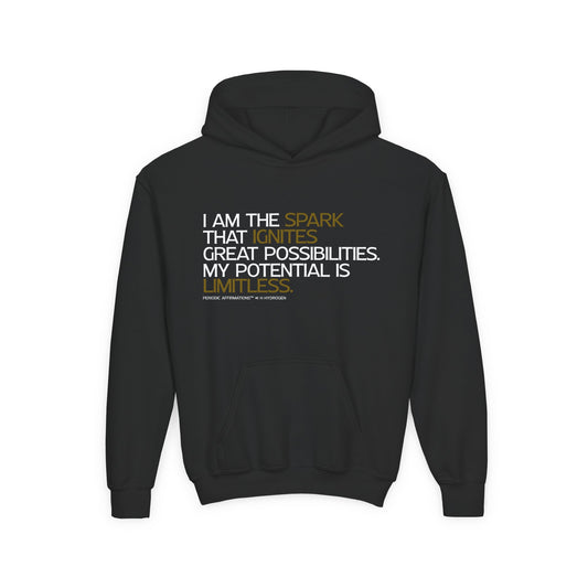 Periodic Affirmations™ Youth Hoodie (V2) Element 1 H Hydrogen