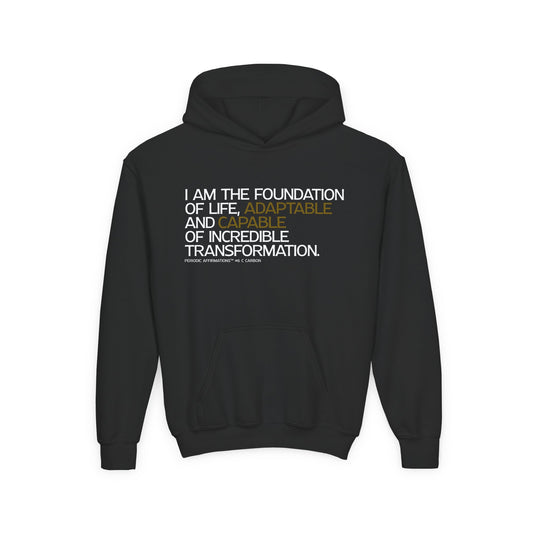 Periodic Affirmations™ Youth Hoodie (V2)  Element 6 C Carbon