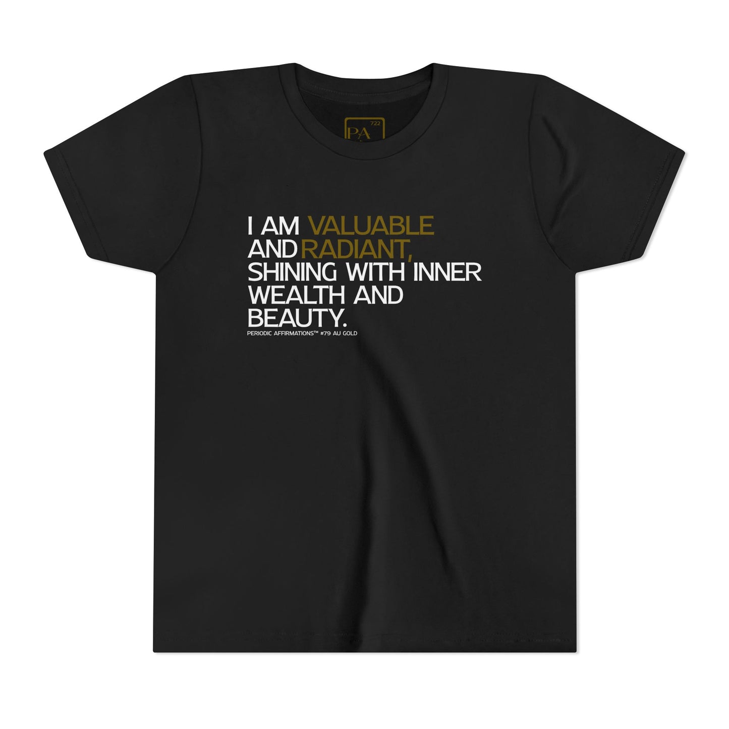 Periodic Affirmations™ Youth T-Shirt (V2) Element 79 Au Gold