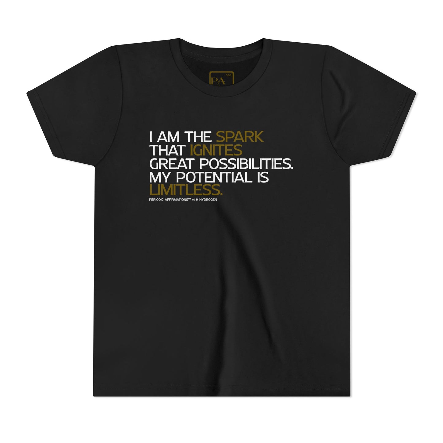 Periodic Affirmations™ Youth T-Shirt (V2) Element 1 H Hydrogen