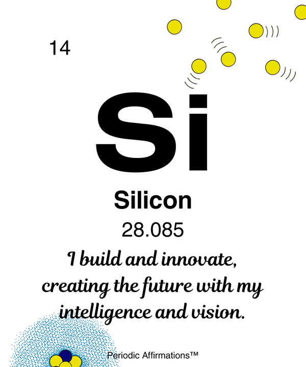 14. Silicon (Si) – "I build and innovate creating the future with my intelligence and vision."