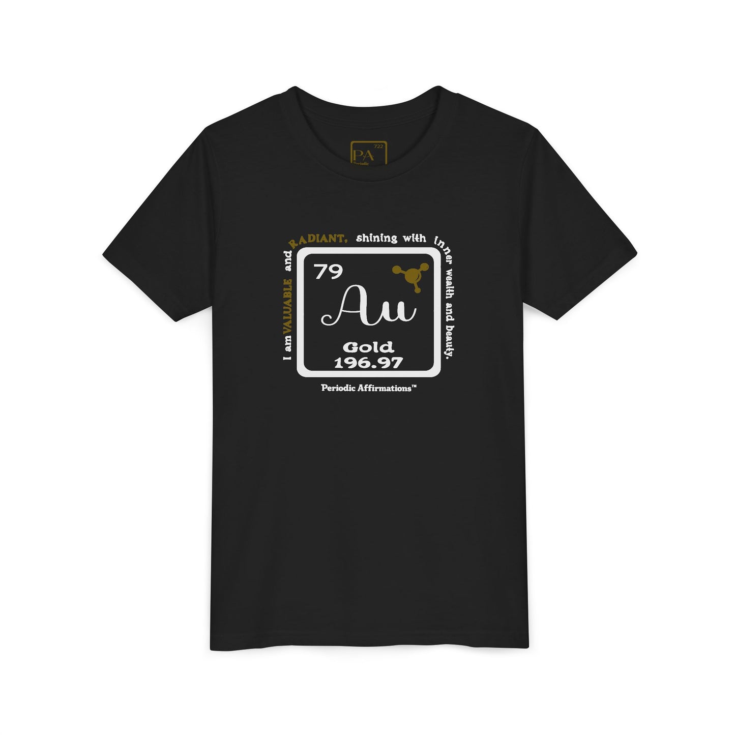 Periodic Affirmations™ Youth T-Shirt Element 79 Au Gold