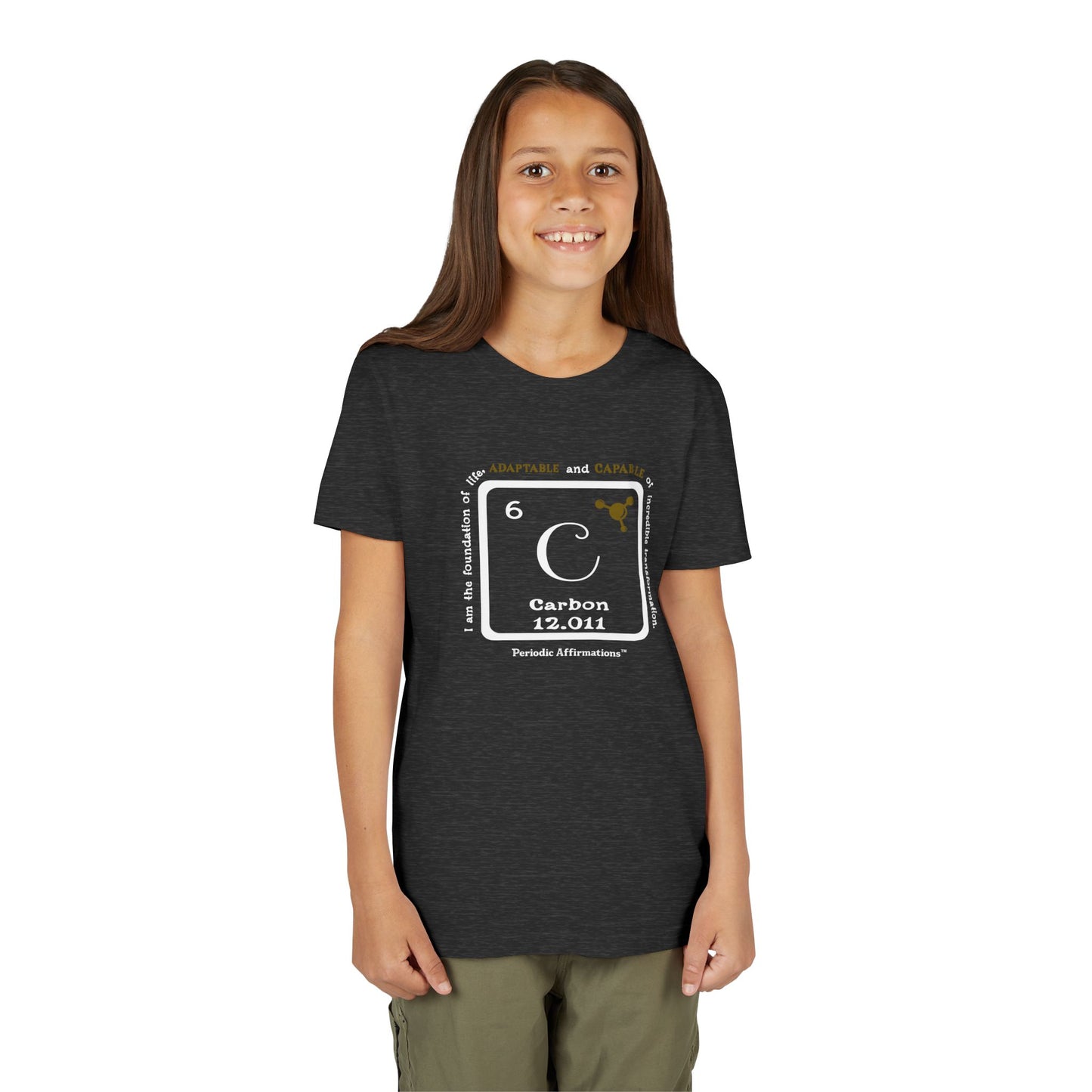 Periodic Affirmations™ Youth T-Shirt Element 6 C Carbon