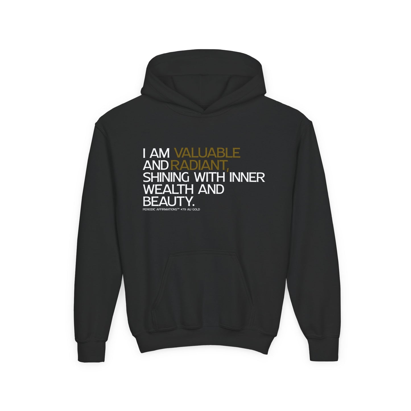 Periodic Affirmations™ Youth Hoodie (V2) Element 79 Au Gold