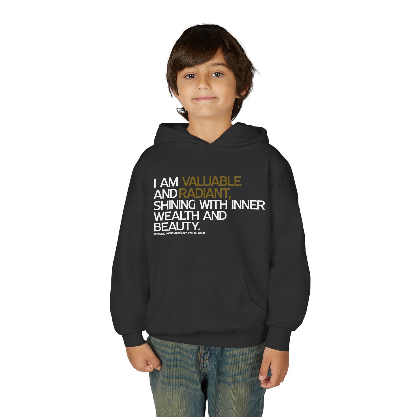 Periodic Affirmations™ Youth Hoodie (V2) Element 79 Au Gold