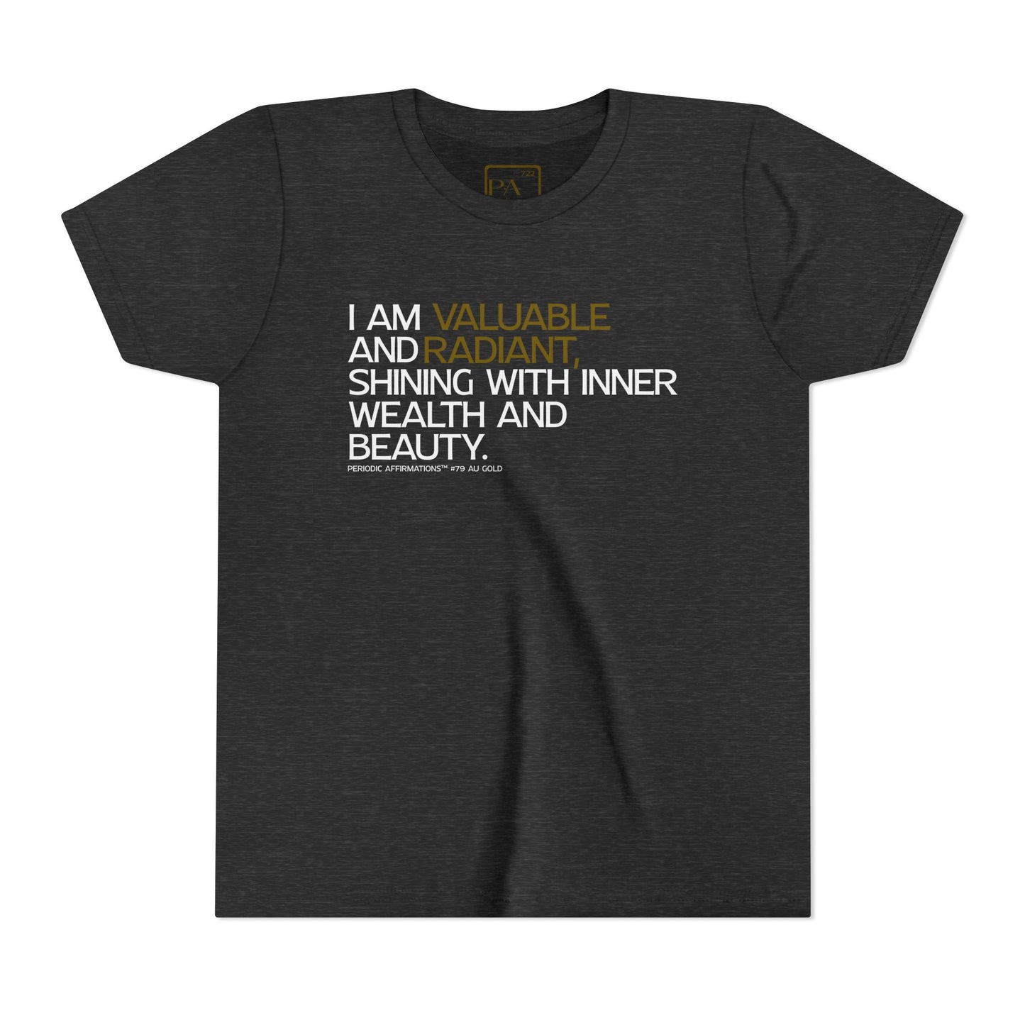 Periodic Affirmations™ Youth T-Shirt (V2) Element 79 Au Gold