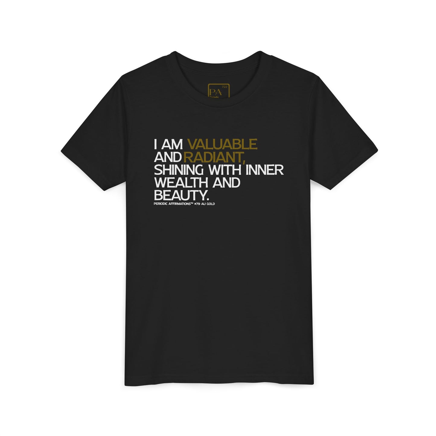 Periodic Affirmations™ Youth T-Shirt (V2) Element 79 Au Gold